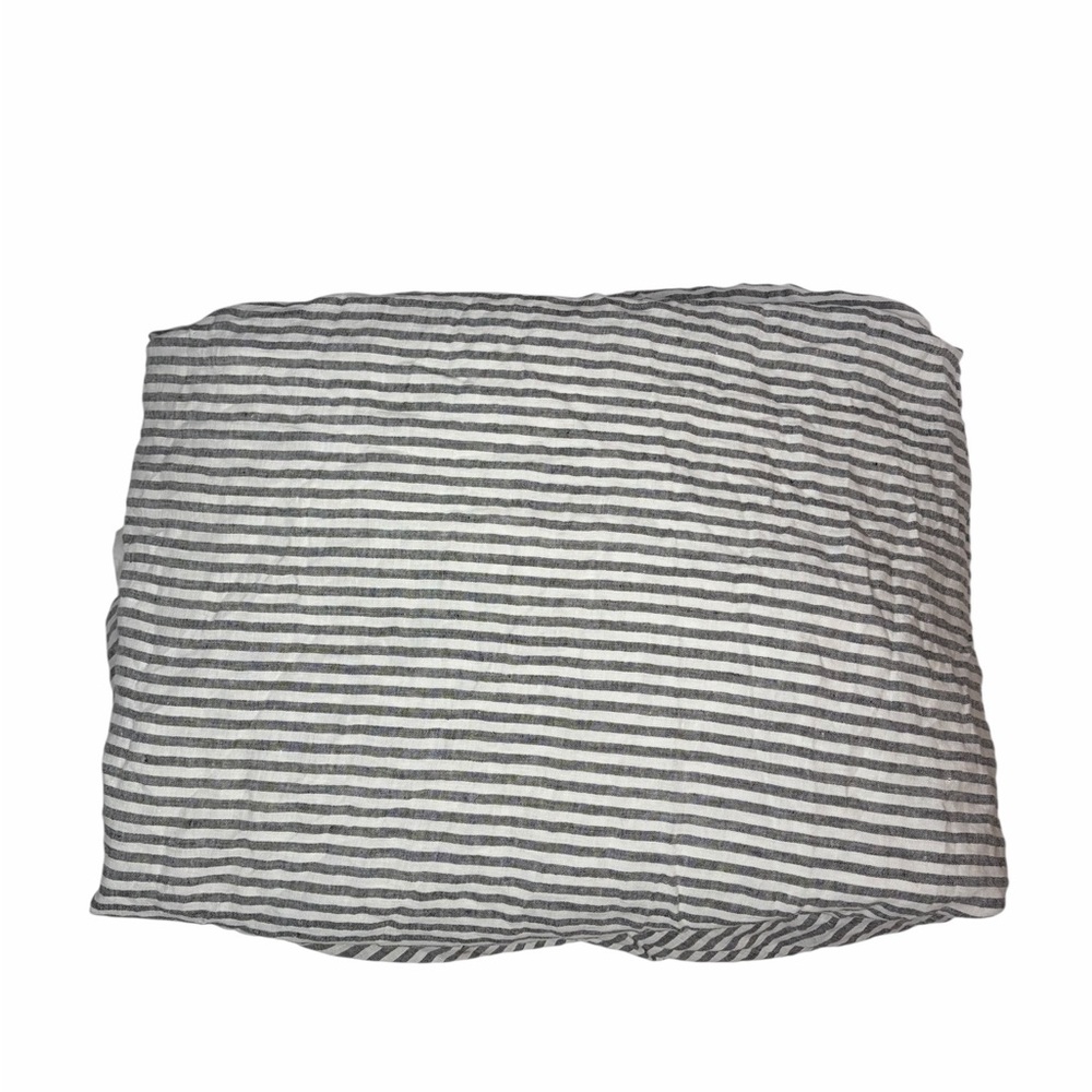 Brooklinen Washed European Linen Duvet Cover Oxford Stripe Grey King California